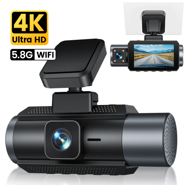 Dashcam GKU D1000 3 channels 4K 30fps+2.5K+1080p 5.8Ghz WiFi