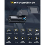 Dashcam GKU D600Pro 4K avant et arrière WiFi GPS avec IPS Screen – Image 2