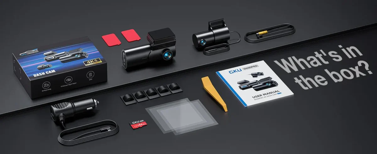 Dashcam GKU D600Pro 4K avant et arrière WiFi GPS avec IPS Screen – Image 9