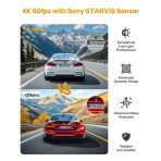 GKU D900 4K Avant et Arriere 30fps+2.5K 5.8Ghz WiFi GPS Dash Cam – Image 9